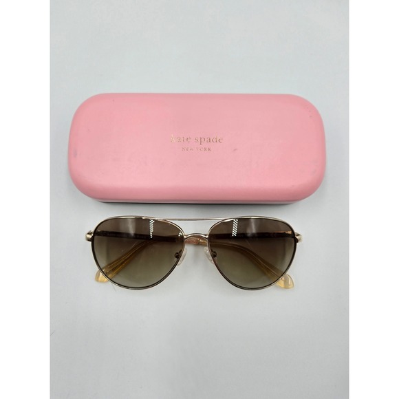 Kate Spade‎ Emmaline Aviator Sunglasses Gold Frame Brown Gradient Lens Designer - Picture 1 of 9
